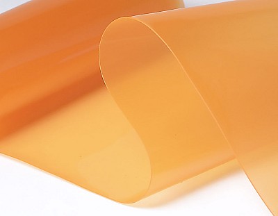 Rollo Film PVC Flexible (20 metros lineales) 1400mmx600micras Color Transparente Naranja Fluorado
